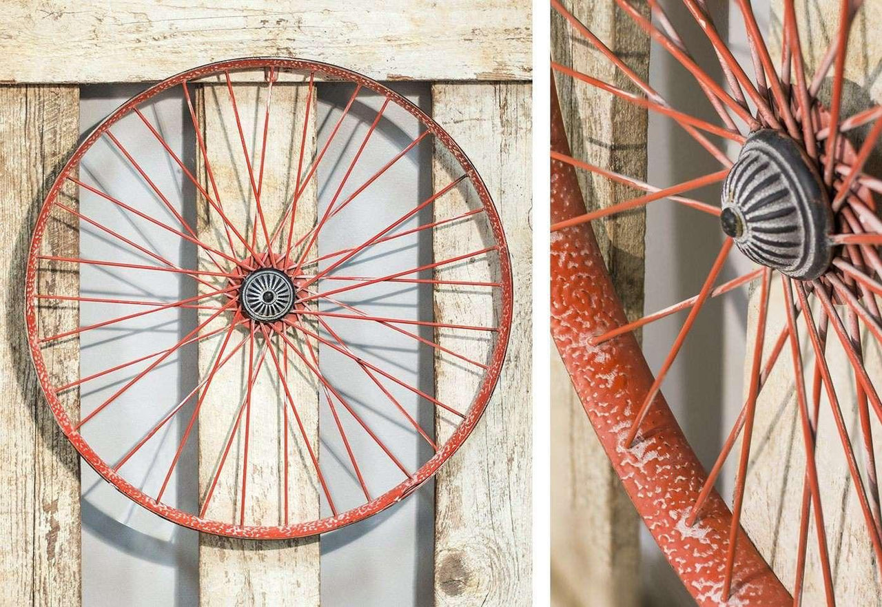 Red Wagon Wheel w/Hanger - The Fox Decor