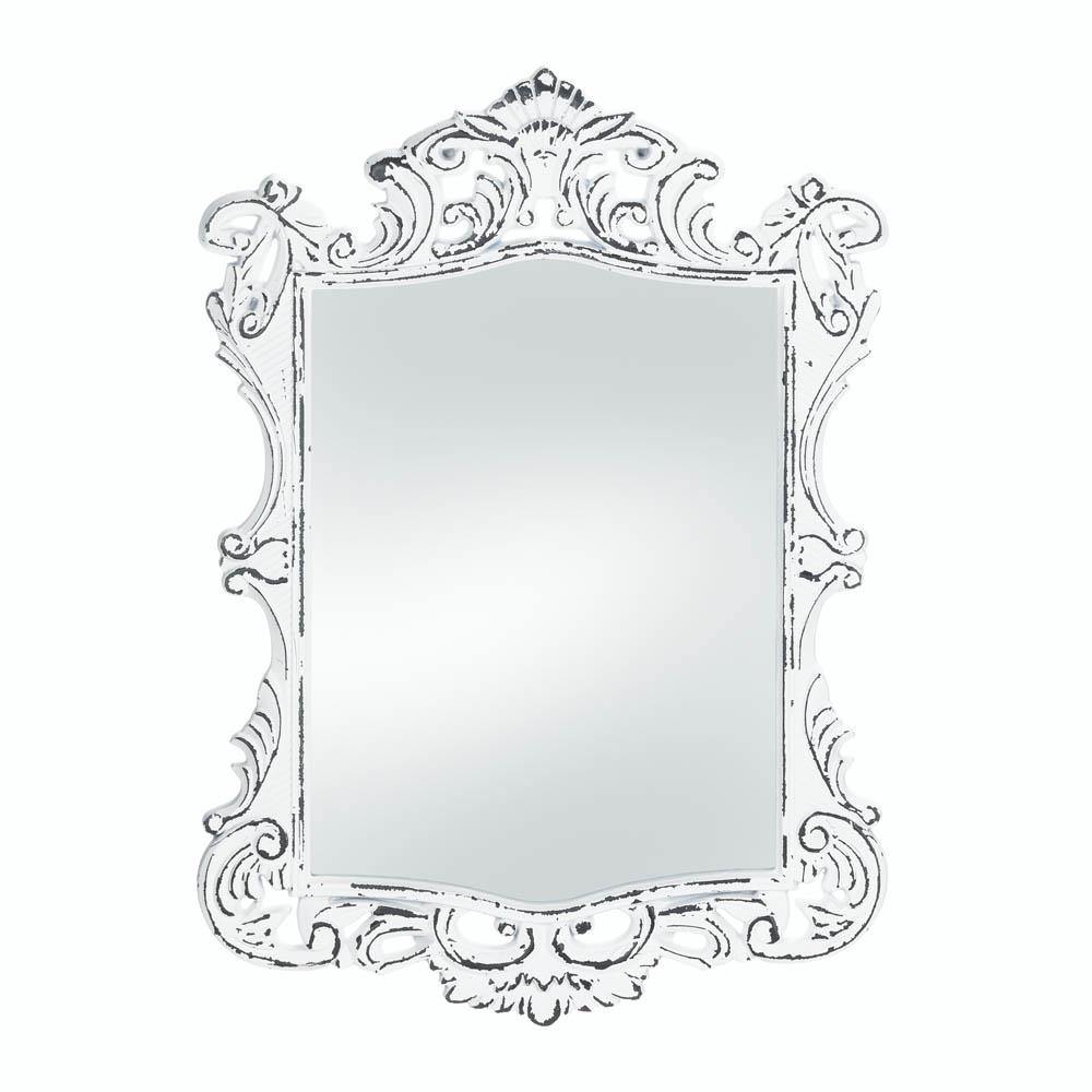 Regal White Distressed Wall Mirror - The Fox Decor