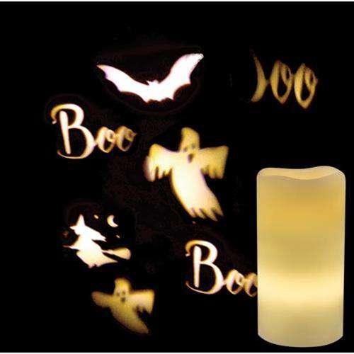 Remote Control Halloween Ghost Projection Pillar LED Pillar Candles CWI+ 