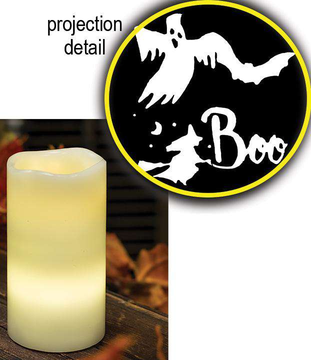 Remote Control Halloween Ghost Projection Pillar LED Pillar Candles CWI+ 
