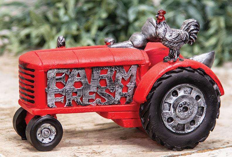 Resin Farm Fresh Tractor With Rooster Farmhouse Decor CWI+ 