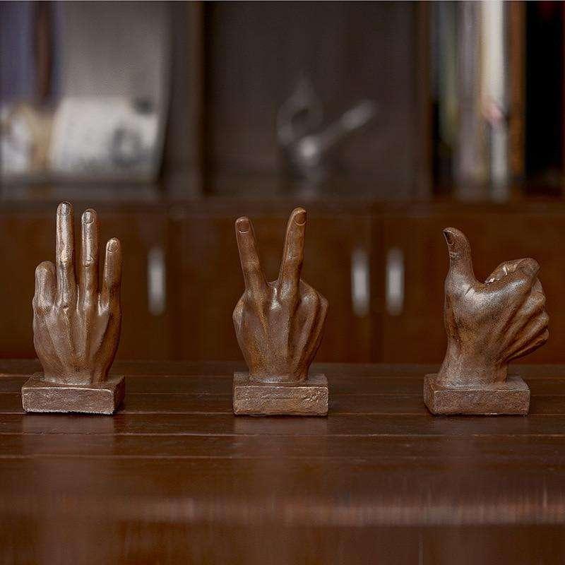 Retro Gesture Bust OK Victory Praise Abstraction Statue - The Fox Decor
