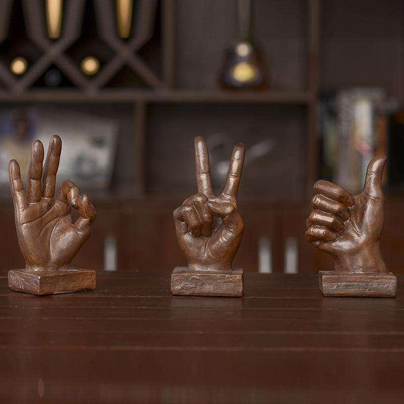 Retro Gesture Bust OK Victory Praise Abstraction Statue - The Fox Decor