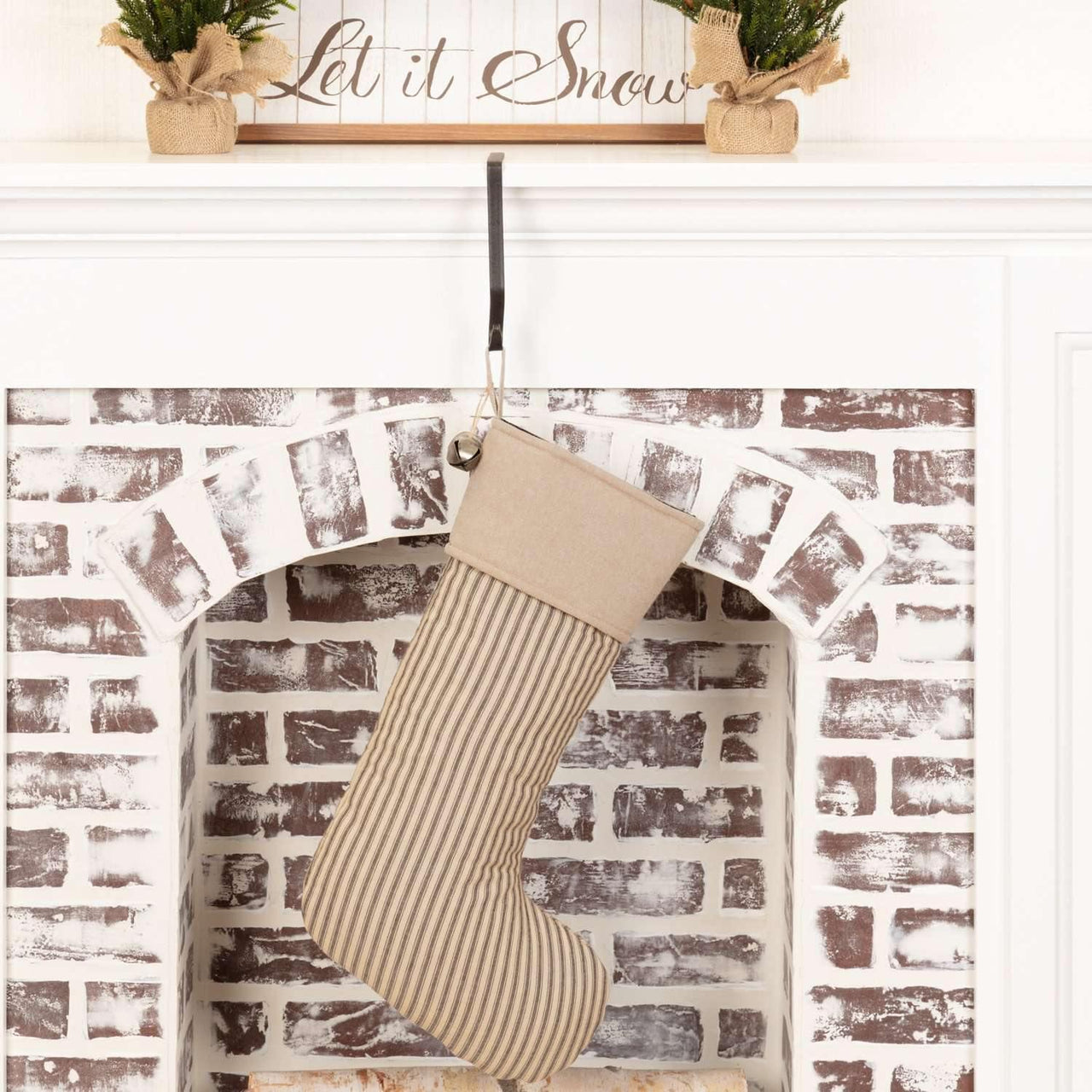 Sawyer Mill Charcoal Ticking Stripe Stocking 12x20 VHC Brands - The Fox Decor