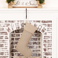 Sawyer Mill Charcoal Ticking Stripe Stocking 12x20 VHC Brands - The Fox Decor