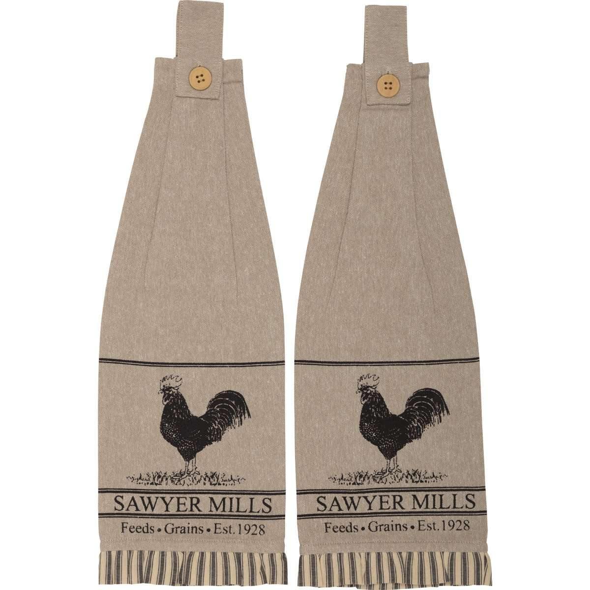 Sawyer Mill Charcoal Poultry Button Loop Kitchen Towel Set of 2 VHC Brands - The Fox Decor
