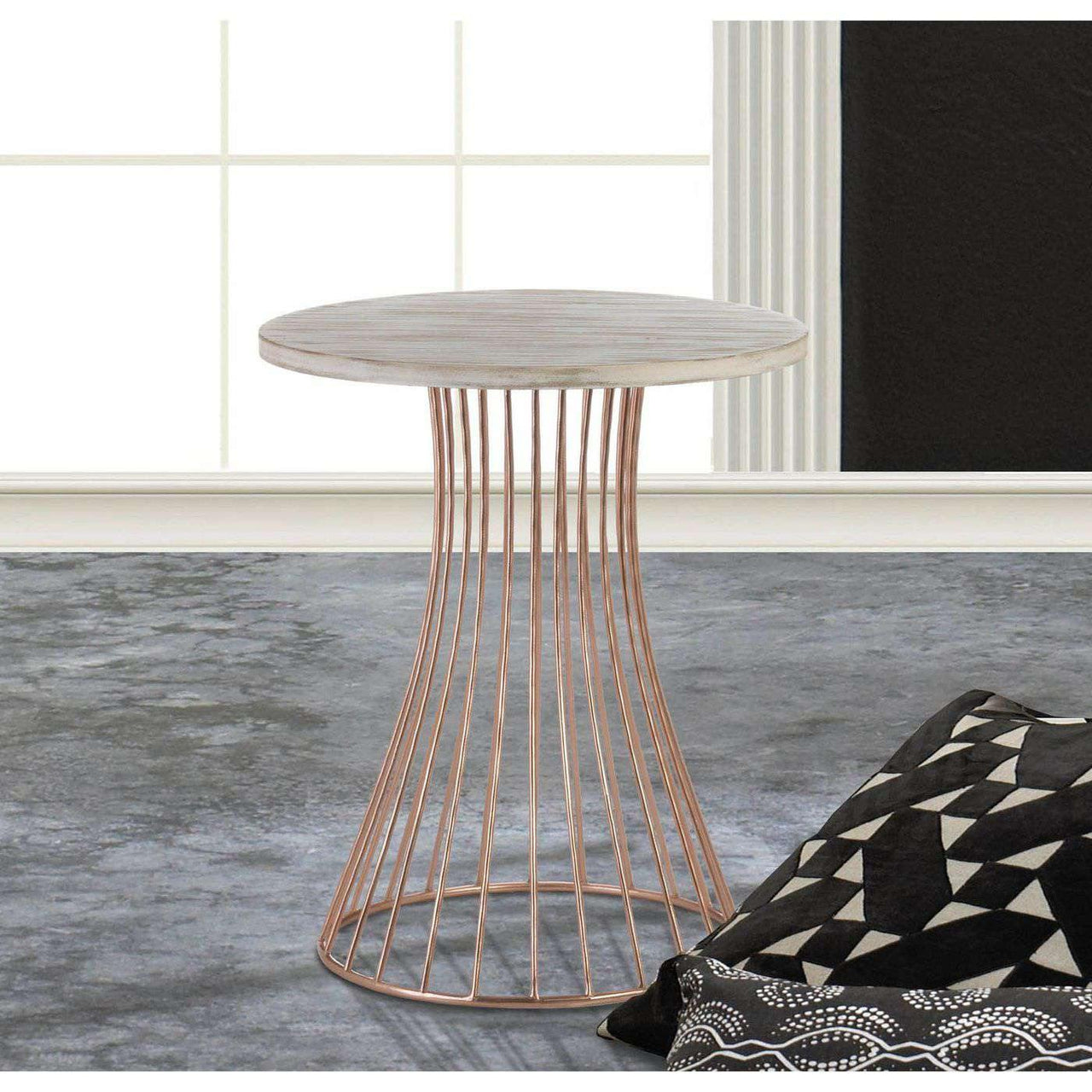 Rose Gold Base Circle Accent Side Table - The Fox Decor