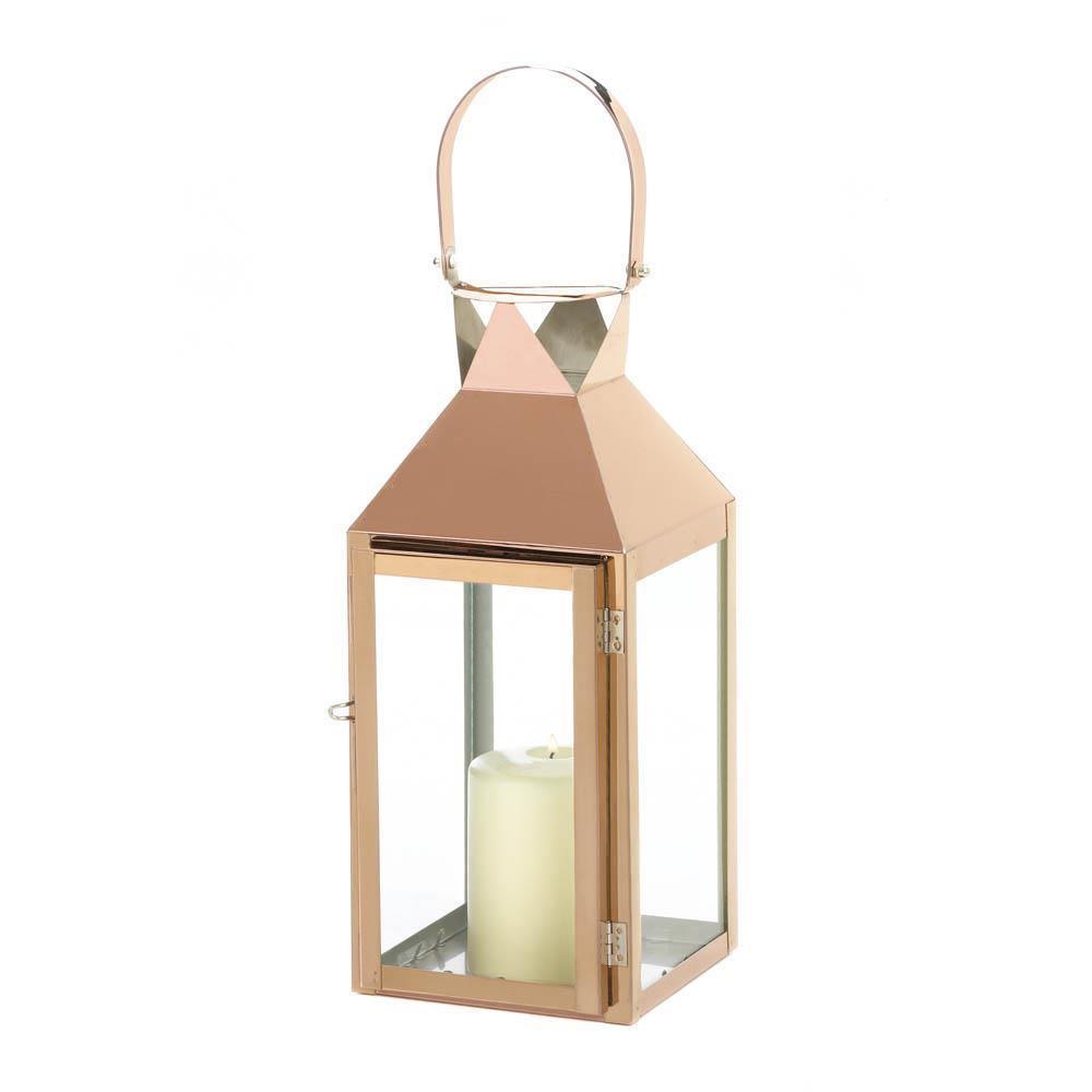 Rose Gold Candle Lantern - The Fox Decor