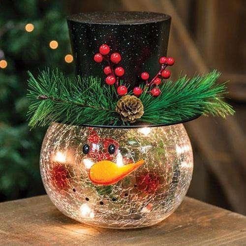 Round Lit Snowman Head Tabletop & Decor CWI+ 