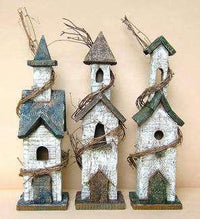 Thumbnail for Rustic Birdhouse w/ Grapevine Accent - Asst. Bird & Nest Decor CWI+ 