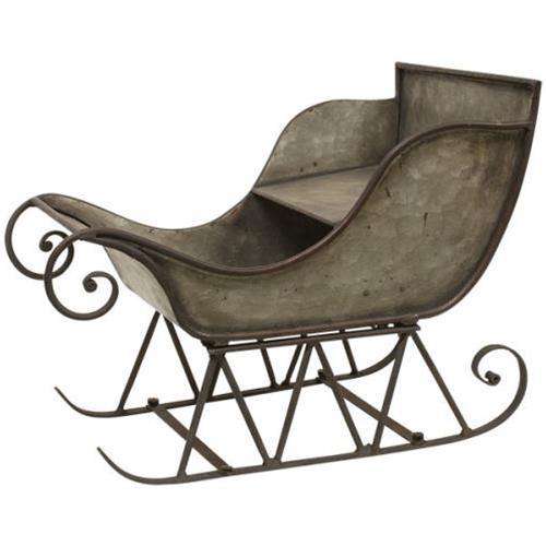 Rustic Galvanized Metal Sleigh, 4 Piece Assembly Tabletop & Decor CWI+ 