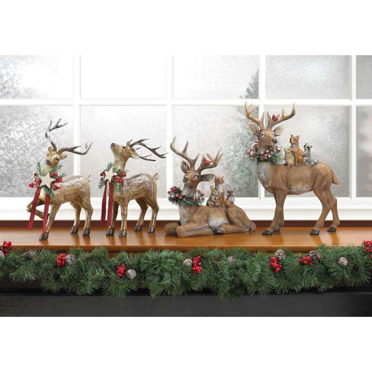 Rustic Holiday Doe Reindeer Figurine Christmas Collection 
