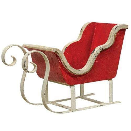 Rustic Red & White Sleigh Christmas Decor Vintage Christmas Decor CWI Gifts 