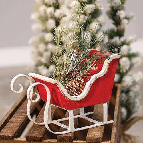 Rustic Red & White Sleigh Christmas Decor Vintage Christmas Decor CWI Gifts 