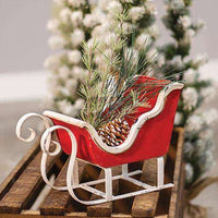 Thumbnail for Rustic Red & White Sleigh Christmas Decor Vintage Christmas Decor CWI Gifts 