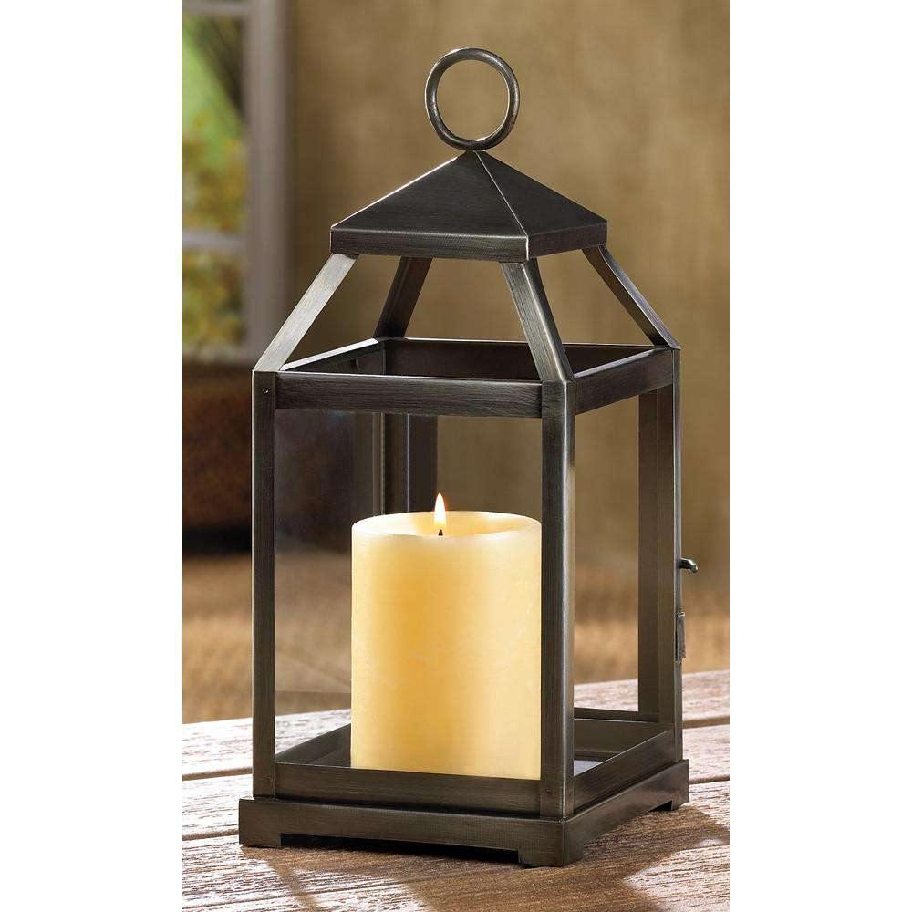 Rustic Silver Contemporary Candle Lantern - The Fox Decor