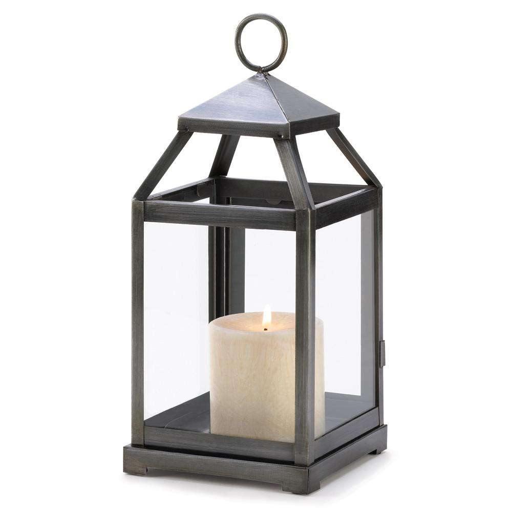 Rustic Silver Contemporary Candle Lantern - The Fox Decor