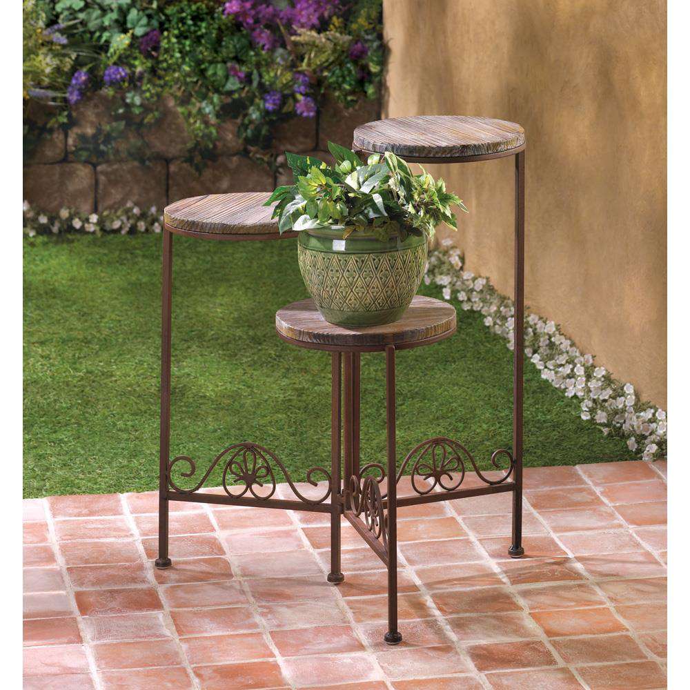 Rustic Triple Planter Stand Planter Stand Gallery of Light 