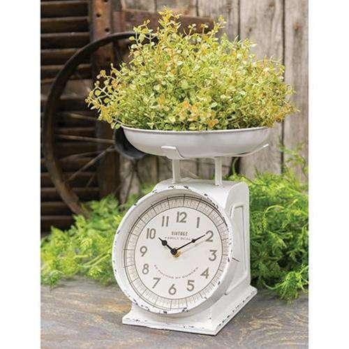 Rustic White Scale w/Clock Country Clocks CWI+ 