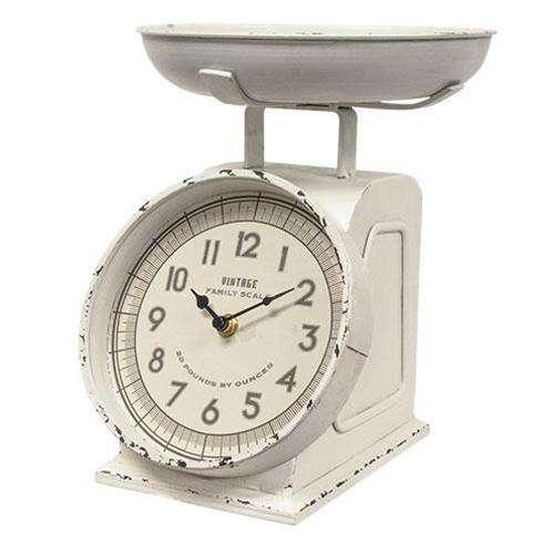 Rustic White Scale w/Clock Country Clocks CWI+ 