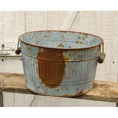 Rusty/Galvanized Medium Round Tub - The Fox Decor