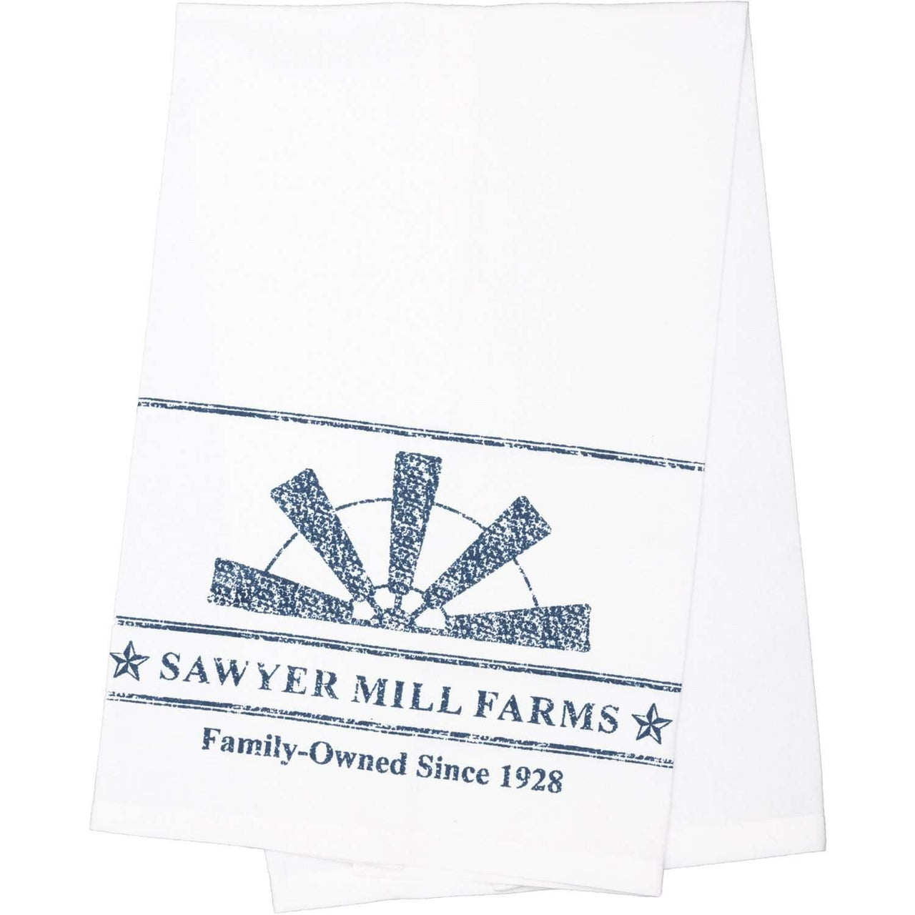 Sawyer Mill Blue Windmill Blade Muslin Bleached White Tea Towel 19x28 VHC Brands - The Fox Decor