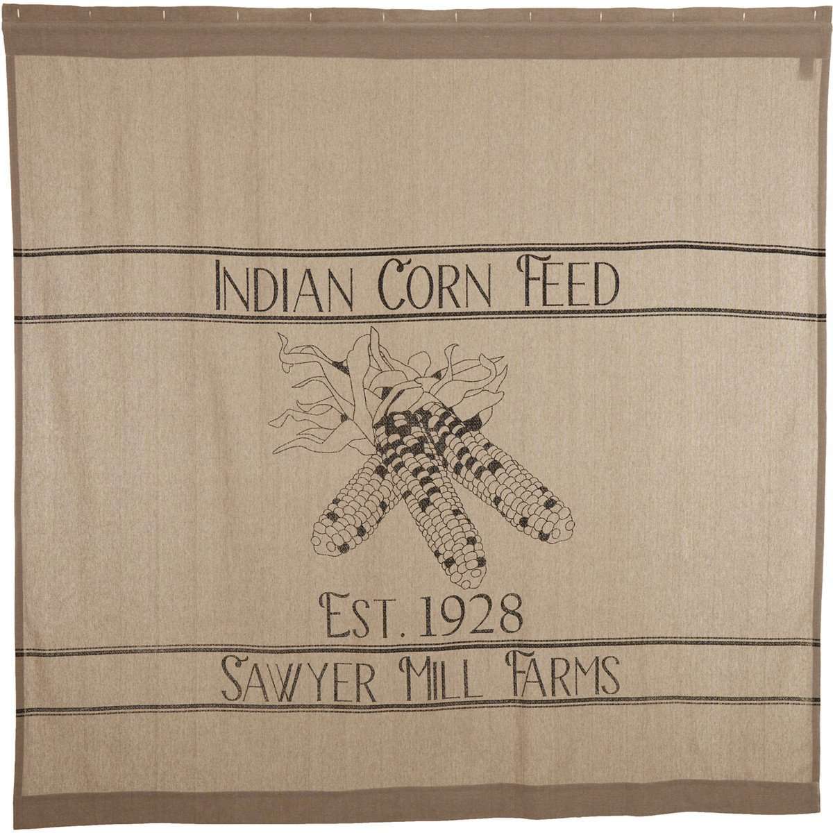 Sawyer Mill Charcoal Corn Feed Shower Curtain 72"x72" - The Fox Decor