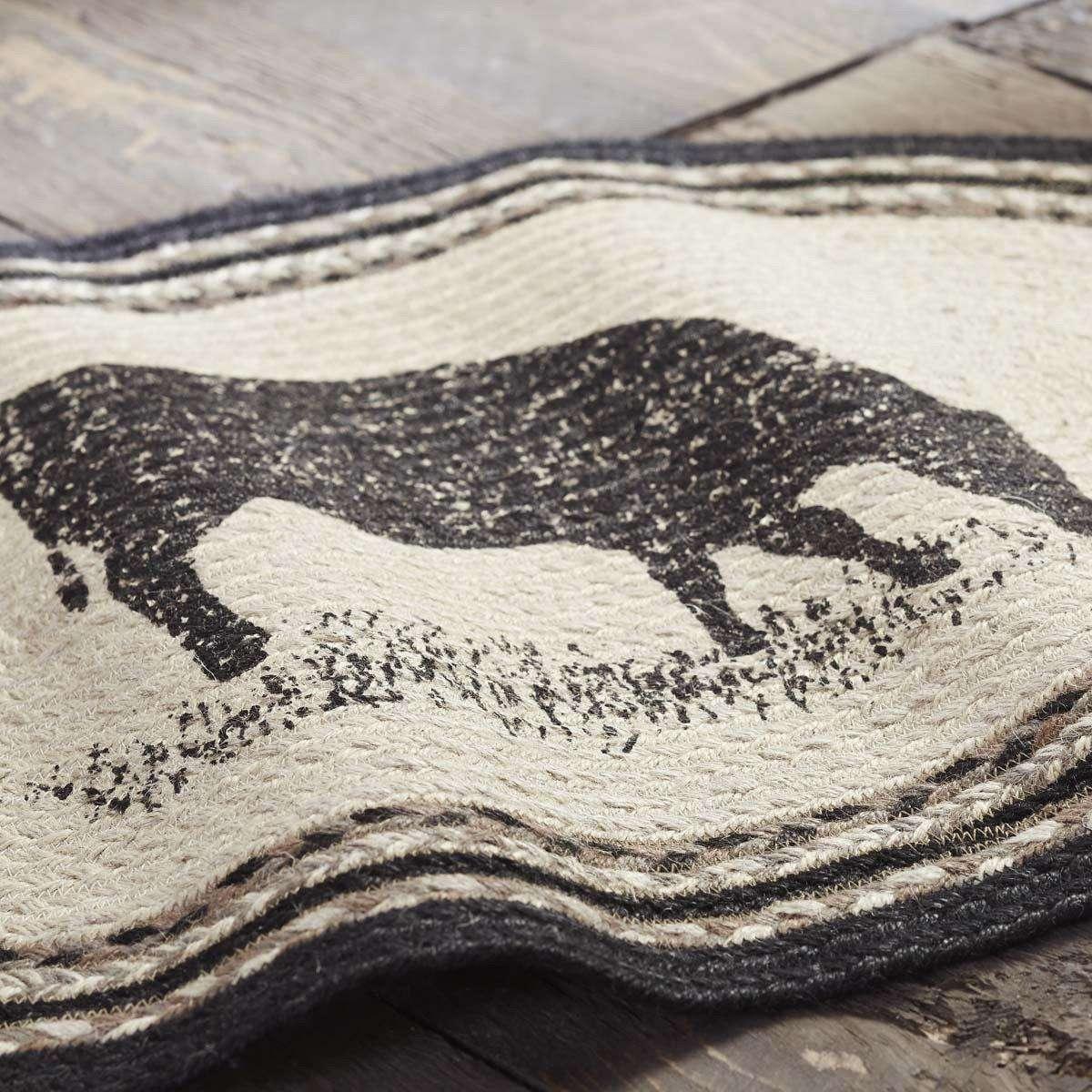 Sawyer Mill Charcoal Cow Jute Braided Rug Oval rugs VHC Brands 