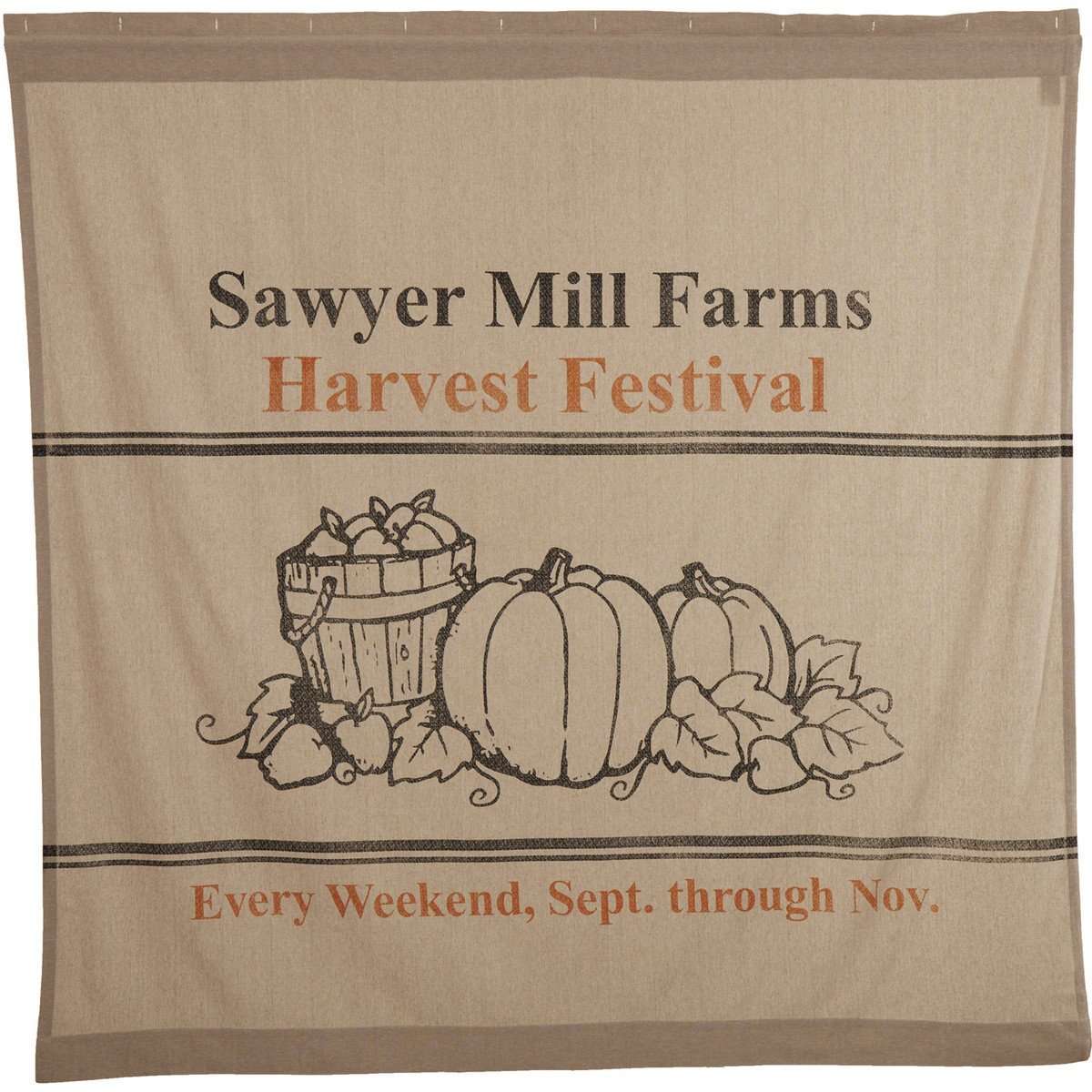 Sawyer Mill Charcoal Harvest Festival Shower Curtain curtain VHC Brands 