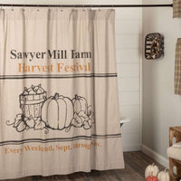 Thumbnail for Sawyer Mill Charcoal Harvest Festival Shower Curtain curtain VHC Brands 
