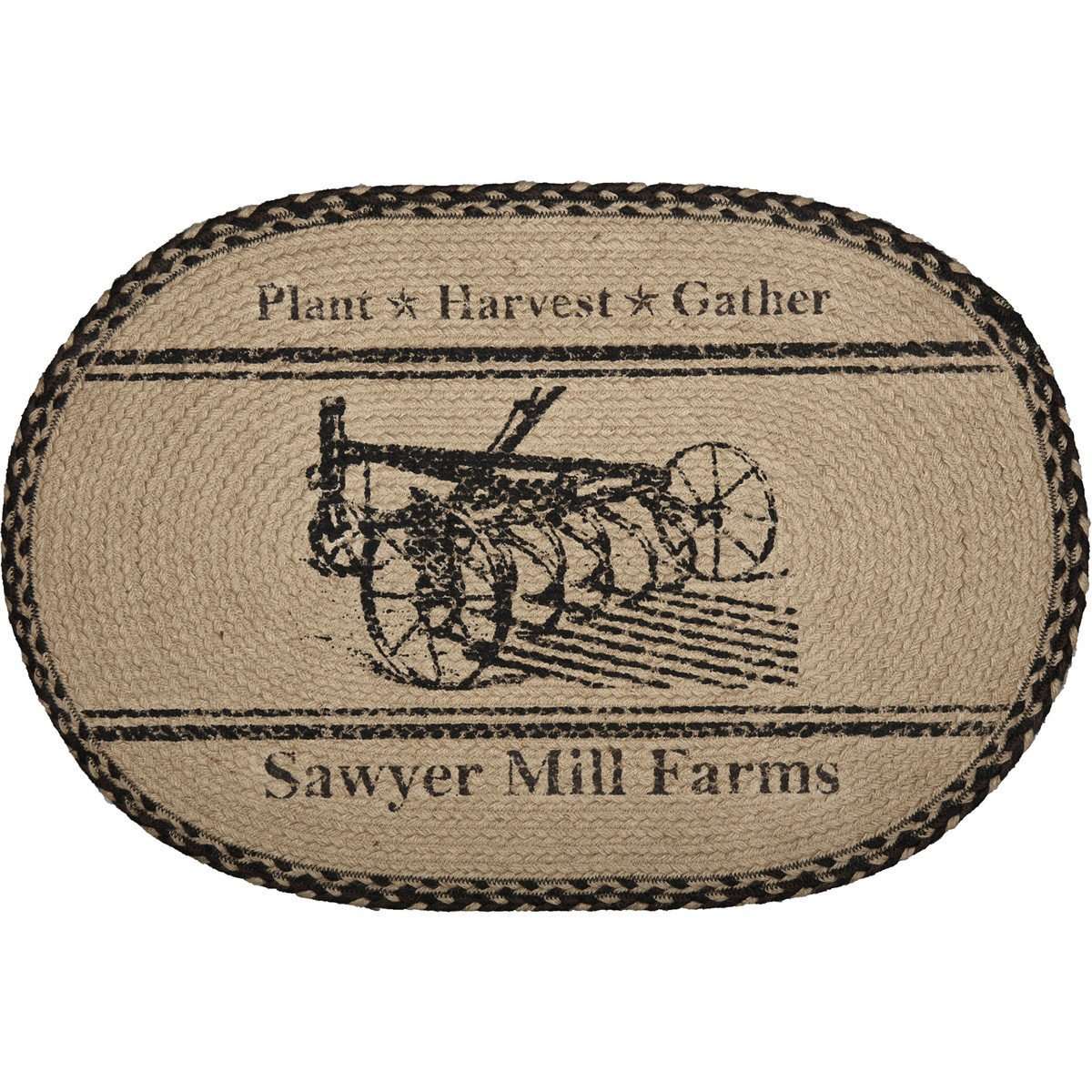 Sawyer Mill Charcoal Plow Braided Jute Rug Oval/Rect VHC Brands rugs VHC Brands 20x30 inch Oval 