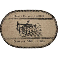 Thumbnail for Sawyer Mill Charcoal Plow Braided Jute Rug Oval/Rect VHC Brands rugs VHC Brands 20x30 inch Oval 
