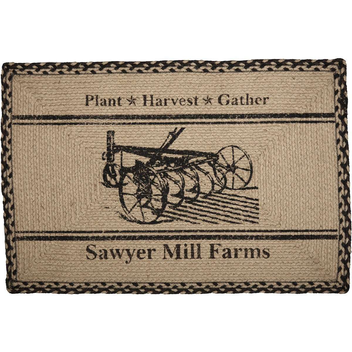 Sawyer Mill Charcoal Plow Braided Jute Rug Oval/Rect VHC Brands rugs VHC Brands 20x30 inch Rect 