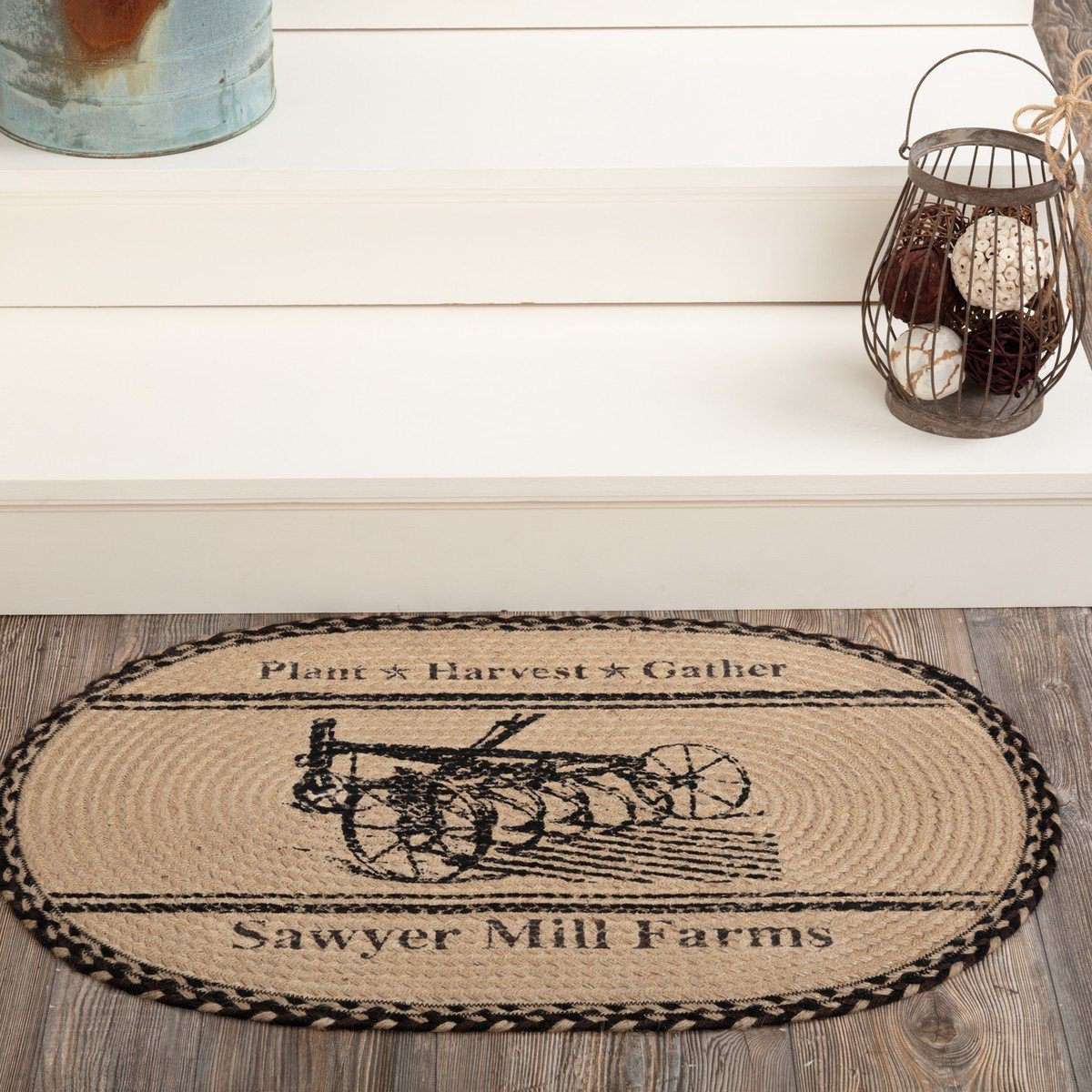 Sawyer Mill Charcoal Plow Braided Jute Rug Oval/Rect VHC Brands rugs VHC Brands 