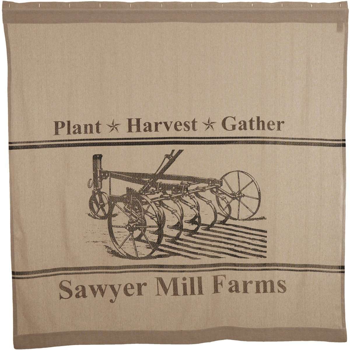 Sawyer Mill Charcoal Plow Shower Curtain 72"x72" curtain VHC Brands 