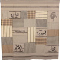 Thumbnail for Sawyer Mill Charcoal Stenciled Patchwork Shower Curtain 72