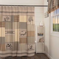 Thumbnail for Sawyer Mill Charcoal Stenciled Patchwork Shower Curtain 72