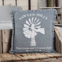 Thumbnail for Sawyer Mill Charcoal Windmill Pillow Blue, Charcoal, Red Bedding VHC Brands 