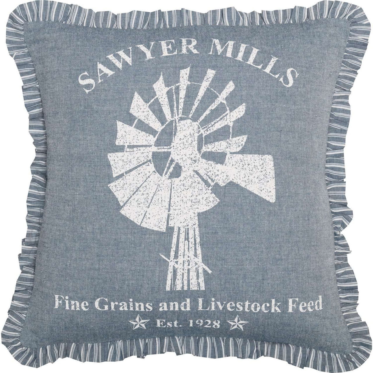 Sawyer Mill Charcoal Windmill Pillow Blue, Charcoal, Red Bedding VHC Brands Blue 