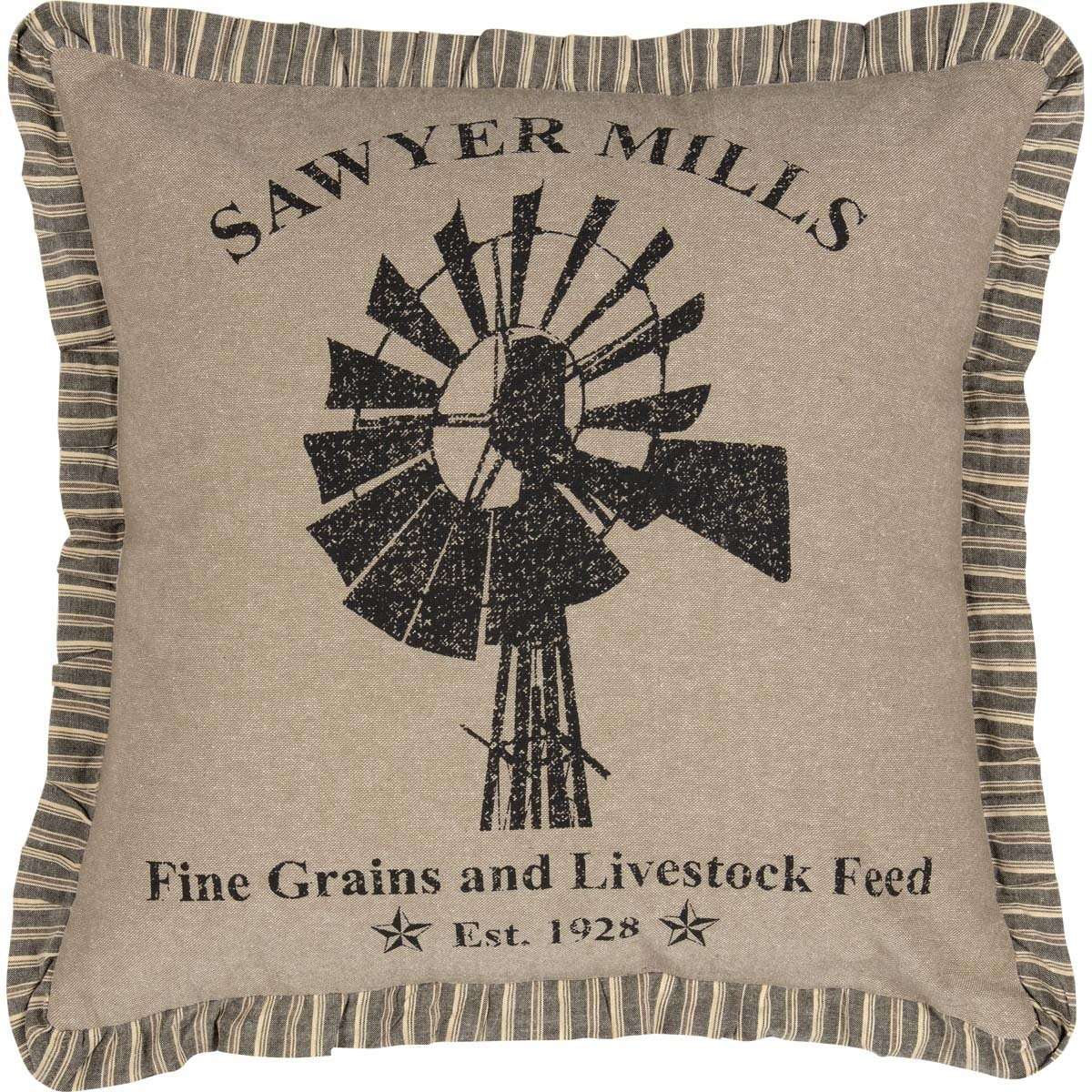 Sawyer Mill Charcoal Windmill Pillow Blue, Charcoal, Red Bedding VHC Brands Charcoal 