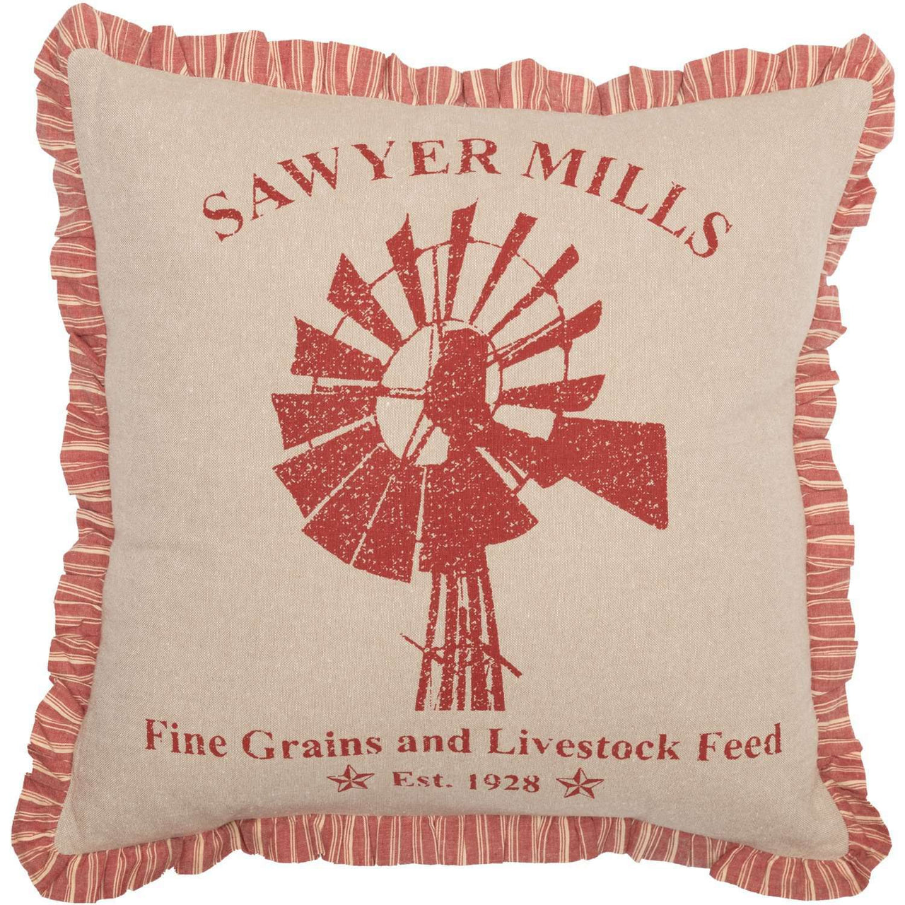 Sawyer Mill Charcoal Windmill Pillow Blue, Charcoal, Red Bedding VHC Brands Red 