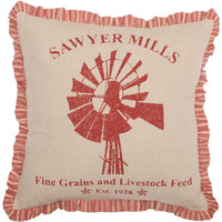 Thumbnail for Sawyer Mill Charcoal Windmill Pillow Blue, Charcoal, Red Bedding VHC Brands Red 
