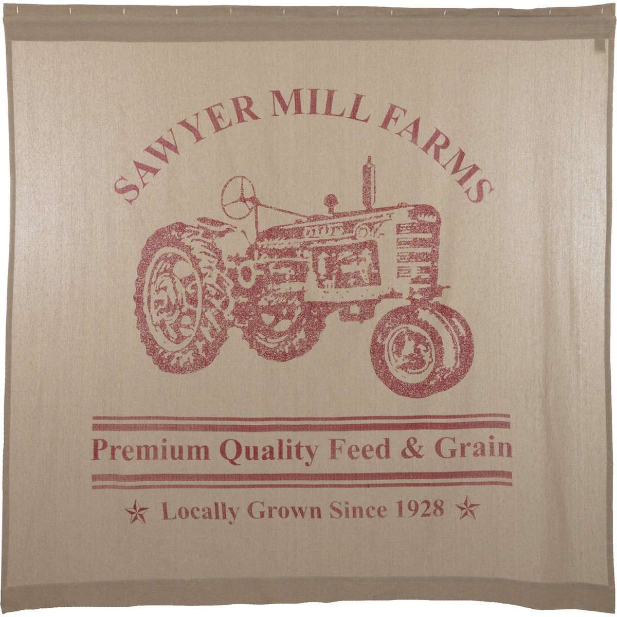 Sawyer Mill Charcoal/Red Tractor Shower Curtain 72