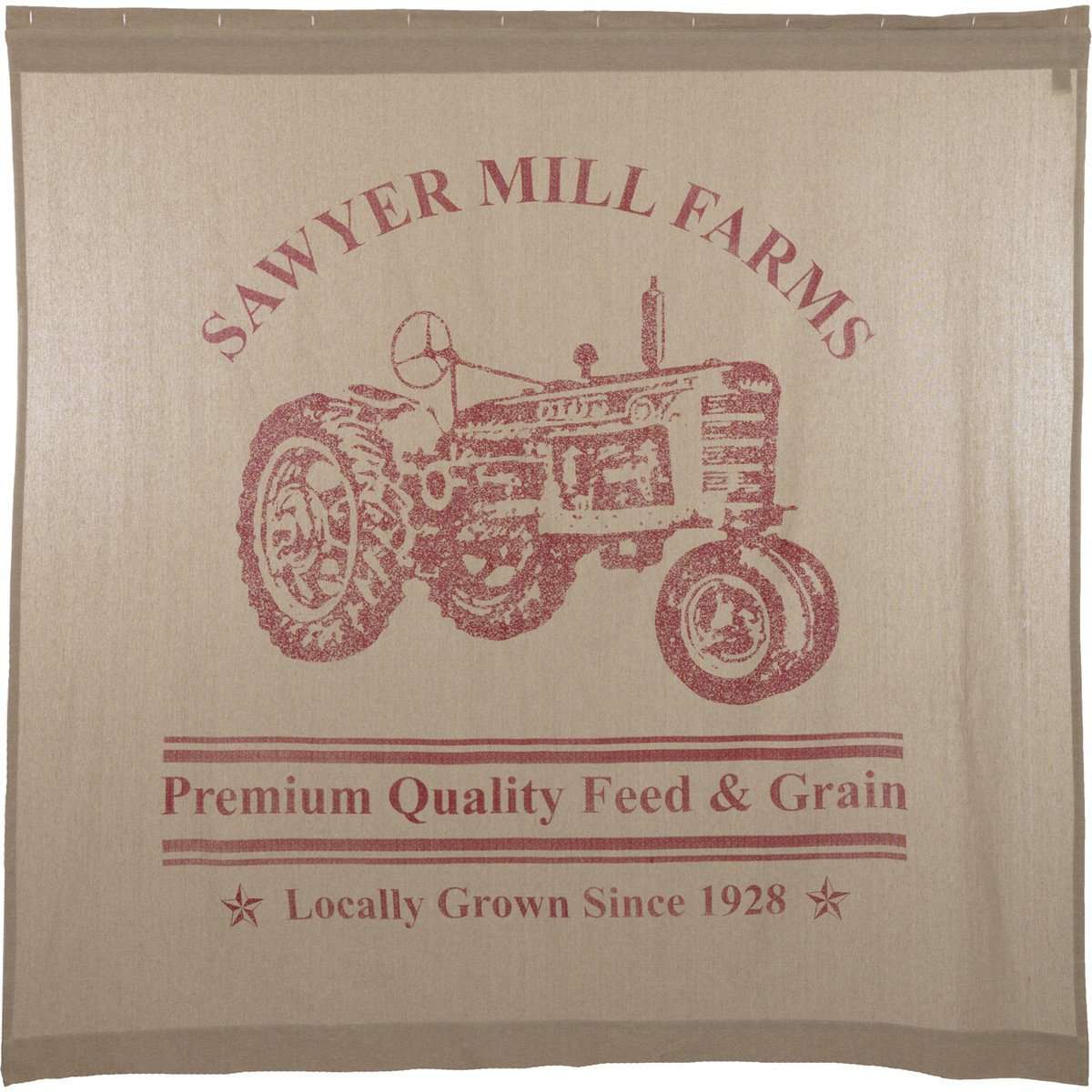 Sawyer Mill Charcoal/Red Tractor Shower Curtain 72"x72" curtain VHC Brands 