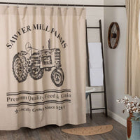 Thumbnail for Sawyer Mill Charcoal/Red Tractor Shower Curtain 72