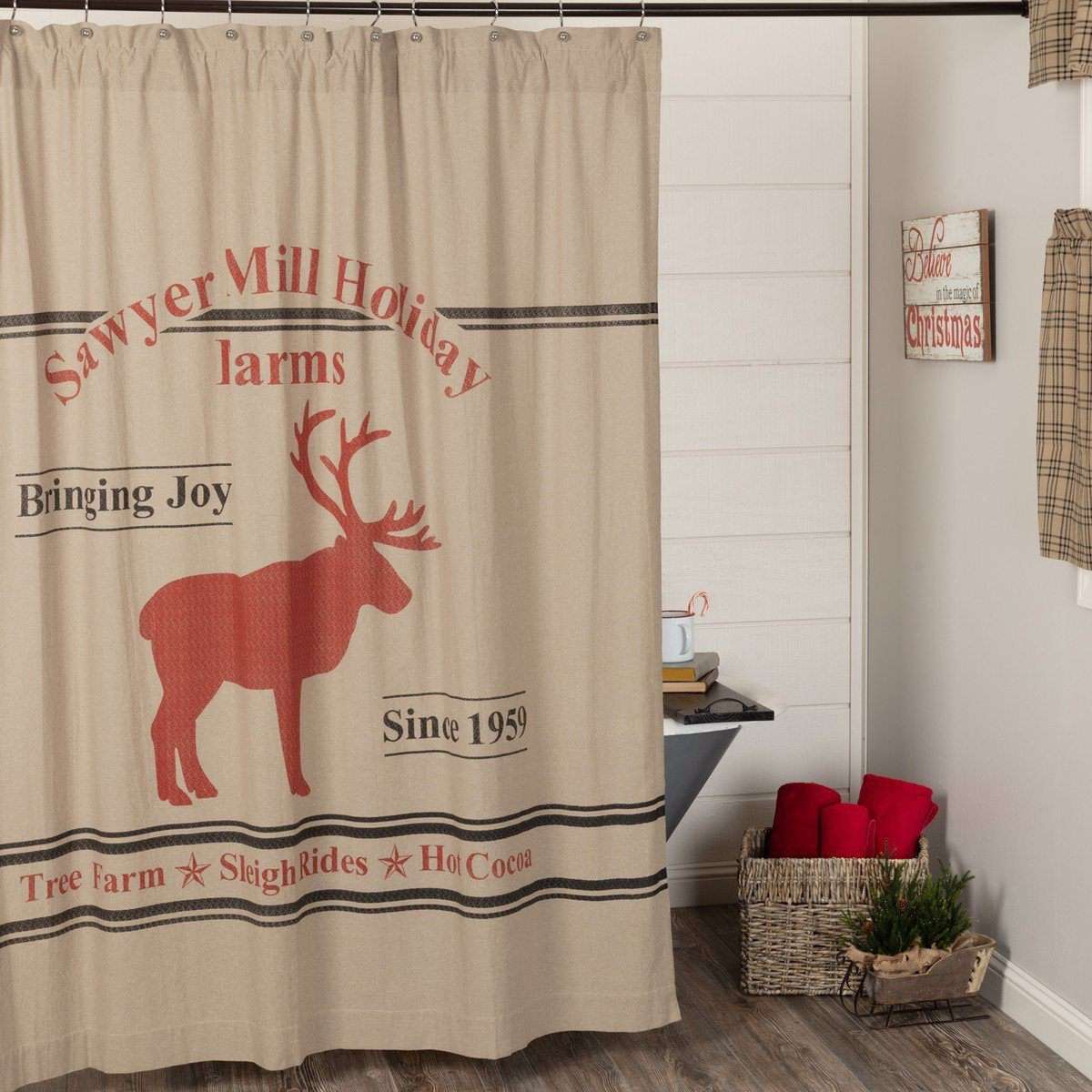 Sawyer Mill Reindeer Shower Curtain 72"x72" - The Fox Decor