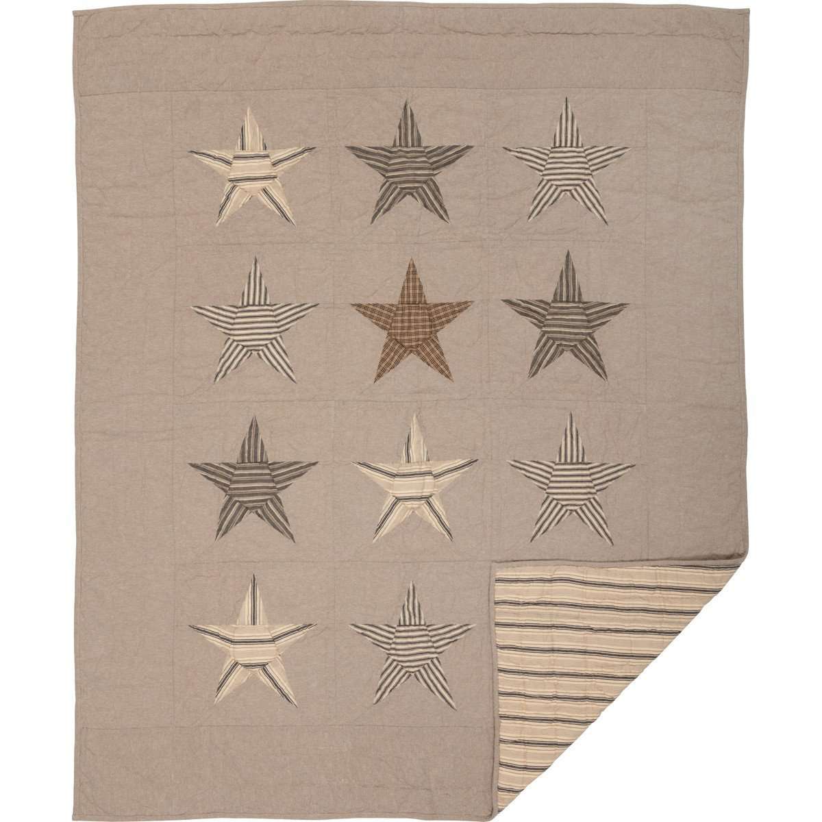 Sawyer Mill Star Charcoal Quilted Throw, 60" x 50" - The Fox Decor