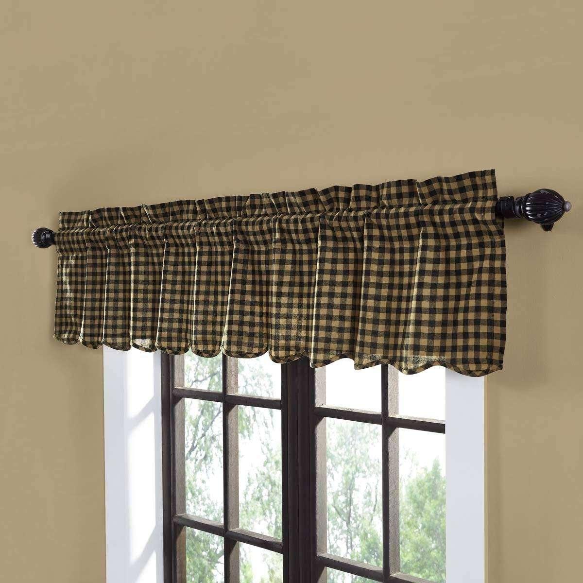 Scalloped Valance Black Check Curtian 16X72 curtains CWI Gifts 