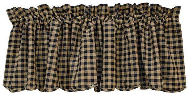 Scalloped Valance Black Check Curtain 16X72 - The Fox Decor