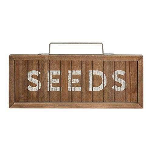 *Seeds Slatted Wood Sign w/ Handle - The Fox Decor